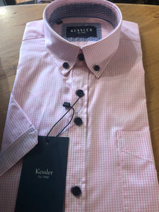 Kessler Salmon Chequered Short Sleeve Shirt