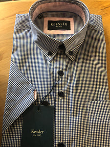 Kesler Navy Chequered Short Sleeve Shirt