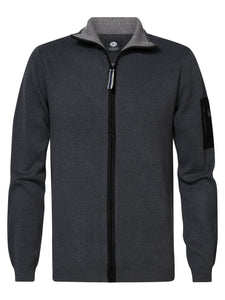 Full Zip Grey Knit Cardigan