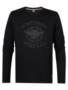 Long Sleeve Print Black T Shirt