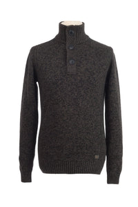 1/4 Button Brown and Navy Jumper