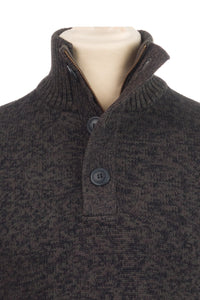 1/4 Button Brown and Navy Jumper