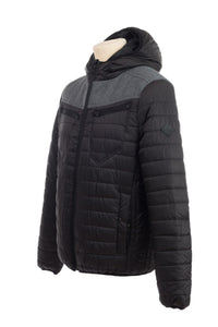 Grey x Black Hooded Puffa Jacket