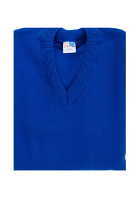 Royal blue v neck school jumper