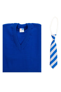 Royal blue v neck school jumper